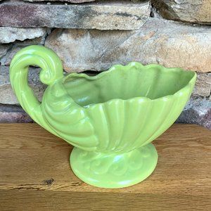 VTG Haeger Planter Cornucopia Handle Pottery Green Mid-century MCM